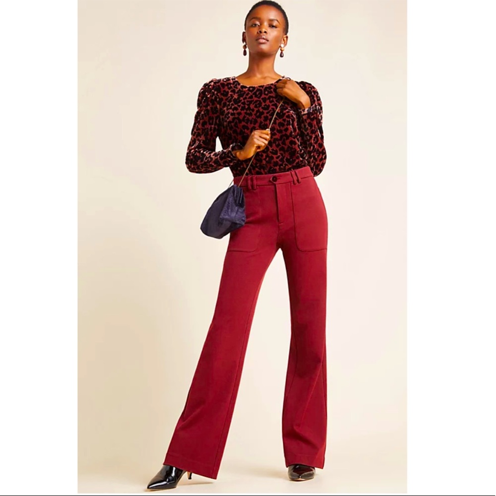 ANTHROPOLOGIE The Essential Trouser in Wine NWT Size US 2/UK 6